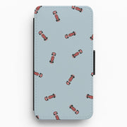 Race Cars Pattern Blue Flip / Wallet Phone Case 1