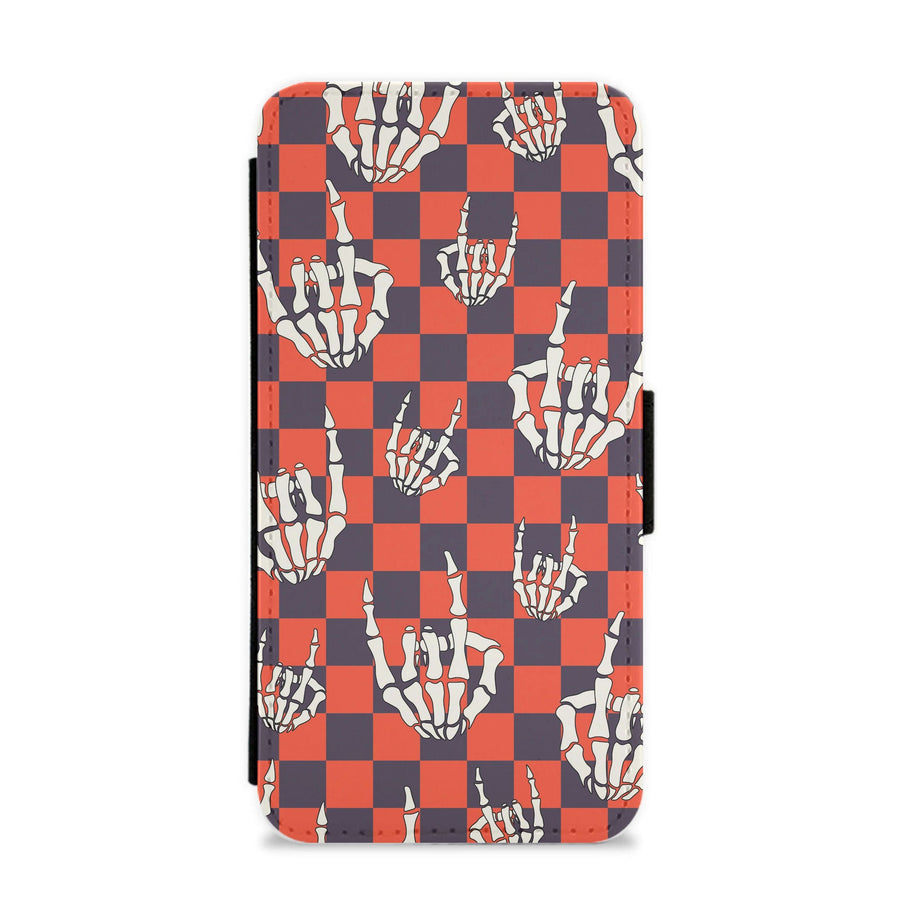 Rock On Skeleton Orange Flip / Wallet Phone Case