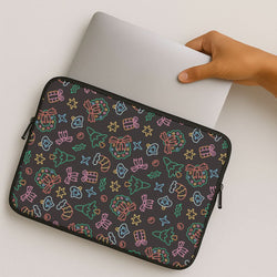 Neon Christmas Icons Pattern I MacBook Cover