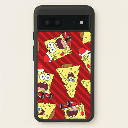 Christmas Cartoon Sponge Stripes Pattern Google Pixel 7 Case