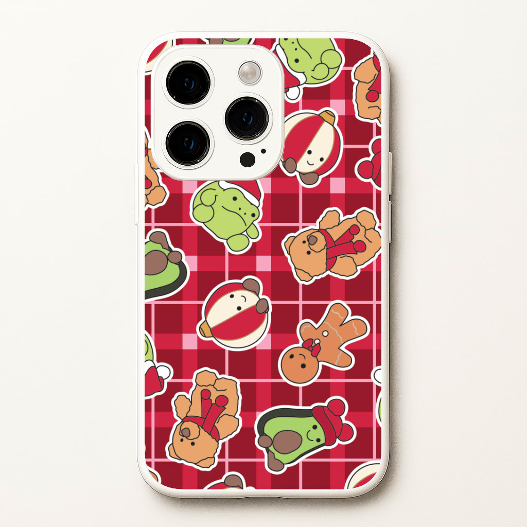 Christmas Plushies Tartan Pattern iPhone 14 Pro Max Case