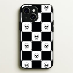Checkered Skulls Pattern iPhone 15 Case