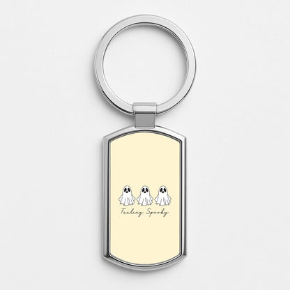 Feeling Spooky Ghosts Silver Metal Keyring