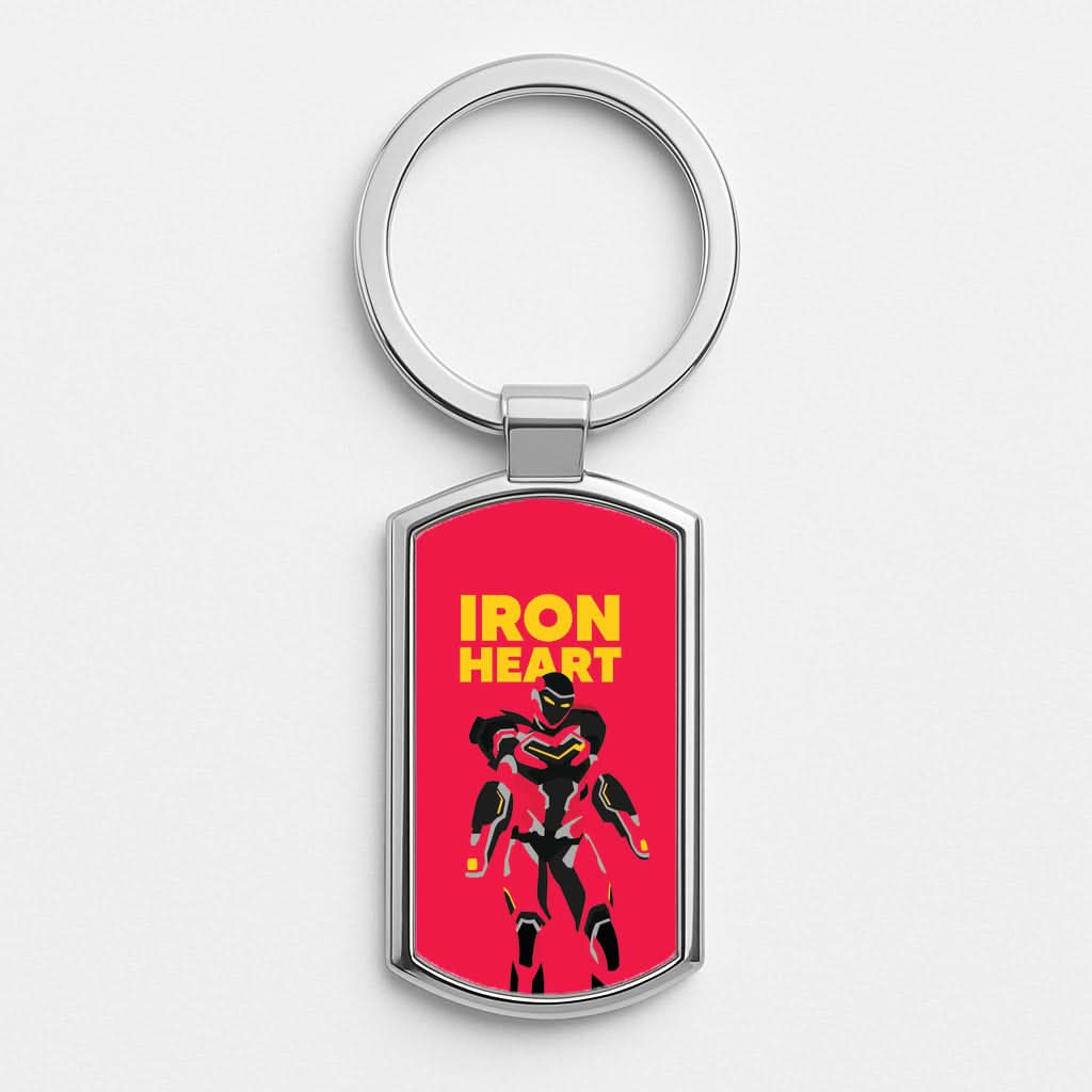 Metal Heart Hero Standing Silver Metal Keyring