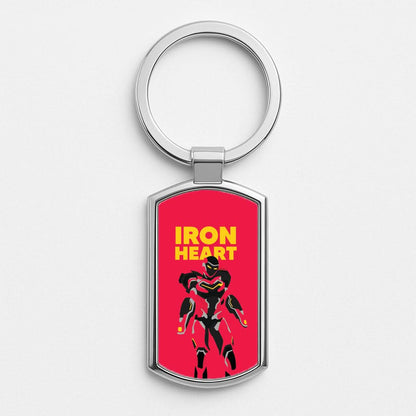 Metal Heart Hero Standing Silver Metal Keyring
