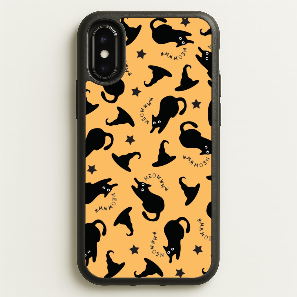 Black Cat And Hats Pattern iPhone X / XS Case