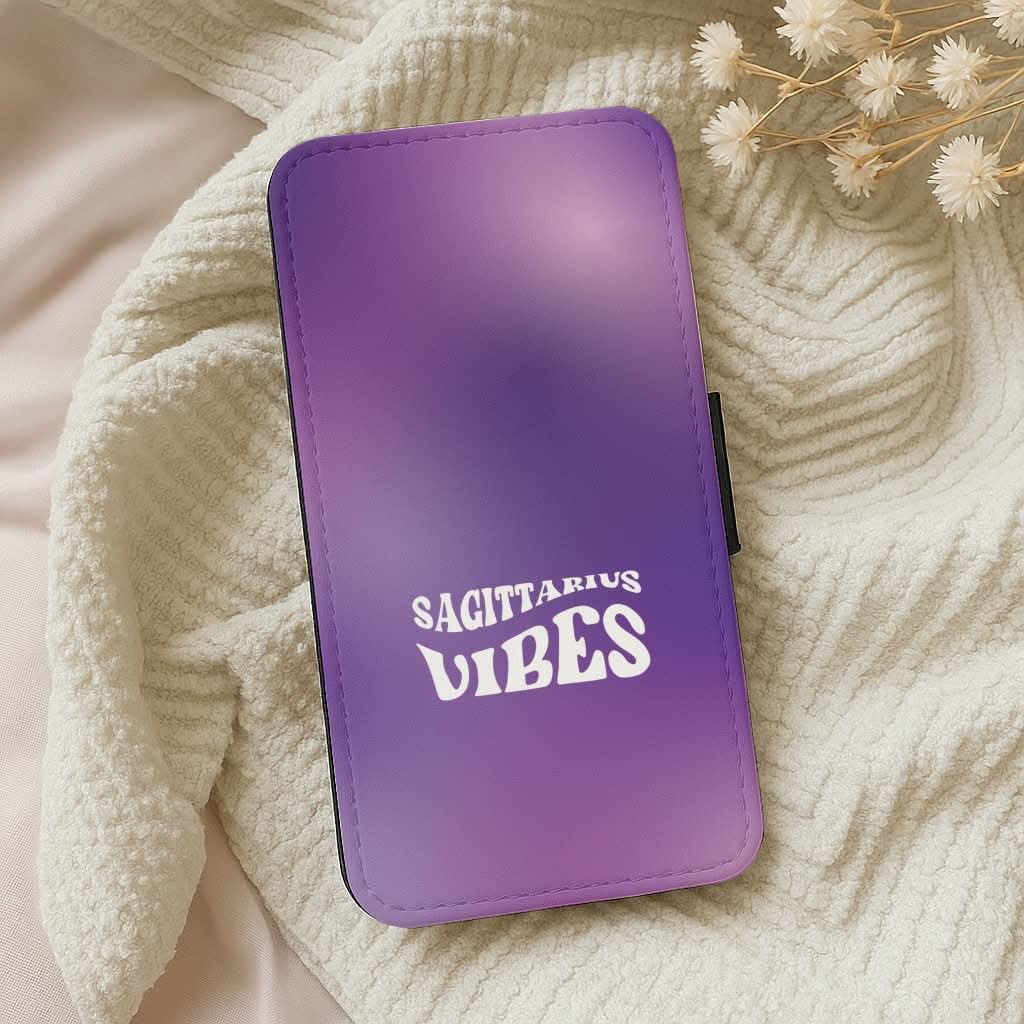 Sagittarius Vibes Gradient Zodiac Leather Phone Case