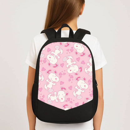 Cartoon Beagle Valentine Hearts Pattern School Bag