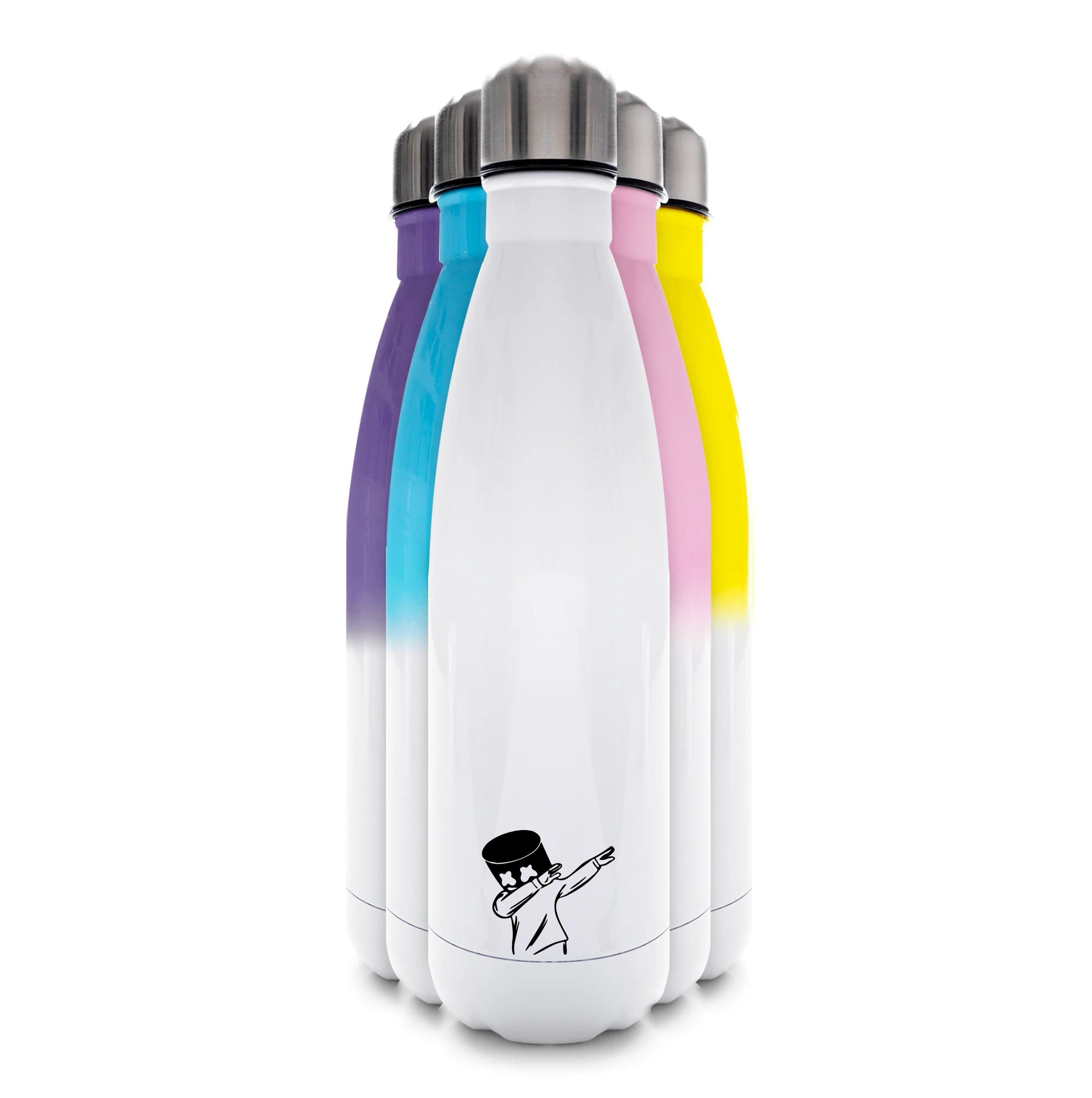 Silhouette White Helmet DJ Dab Water Bottle