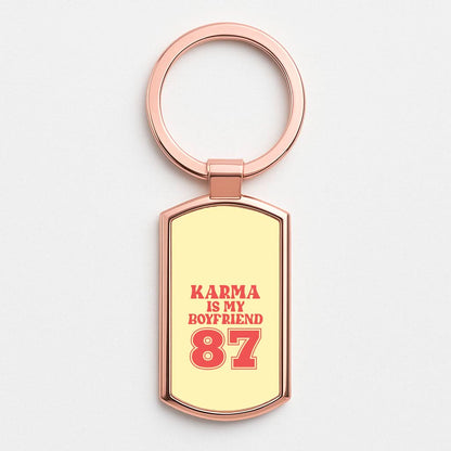Karma Is My Boyfriend Rose Gold Keyring
