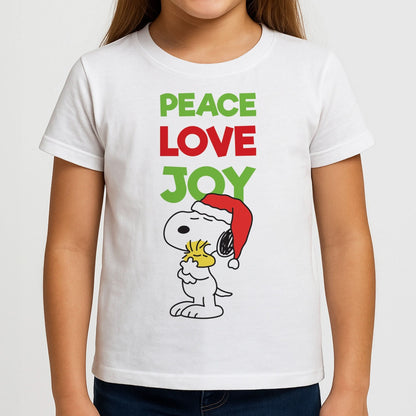 Peace, Love, Joy Christmas Cartoon Beagle Girls T-Shirt