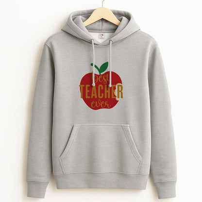 Apple Best Teacher Ever Unisex Grey Hoodie