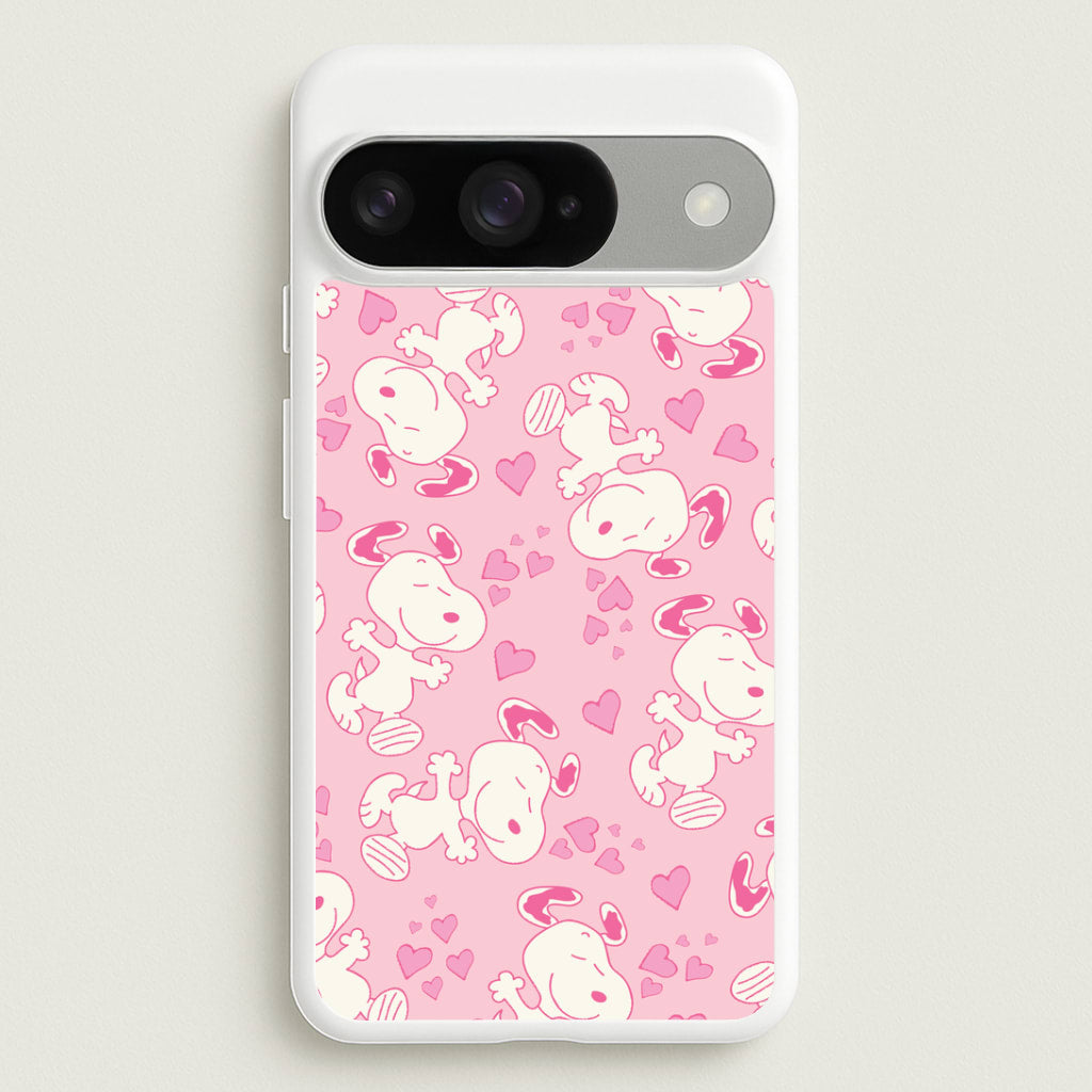Cartoon Beagle Valentine Hearts Pattern Google Pixel 10 / 10 Pro Case