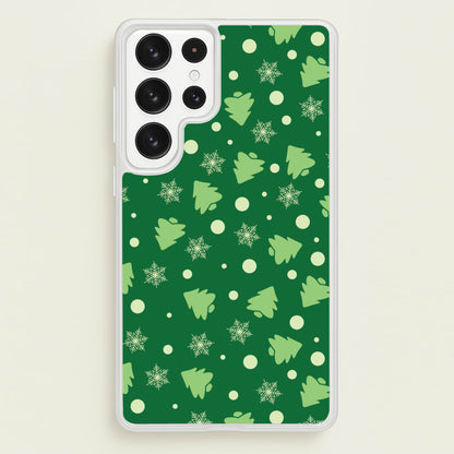 Cartoon Christmas Trees And Snowflakes Pattern Galaxy S23 Ultra Case