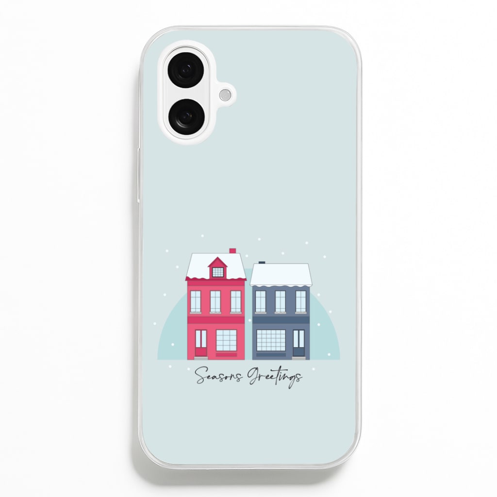 Seasons Greetings Winter Townhouses iPhone 16 Plus Case