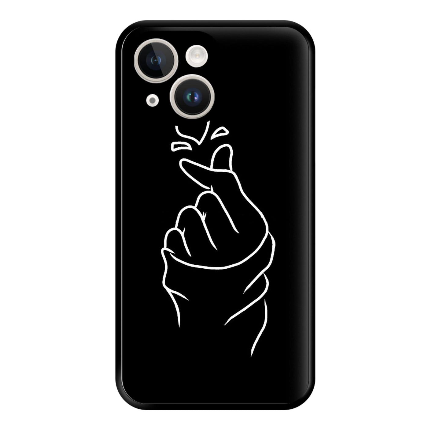 Cute Heart Finger Snap Black Phone Case