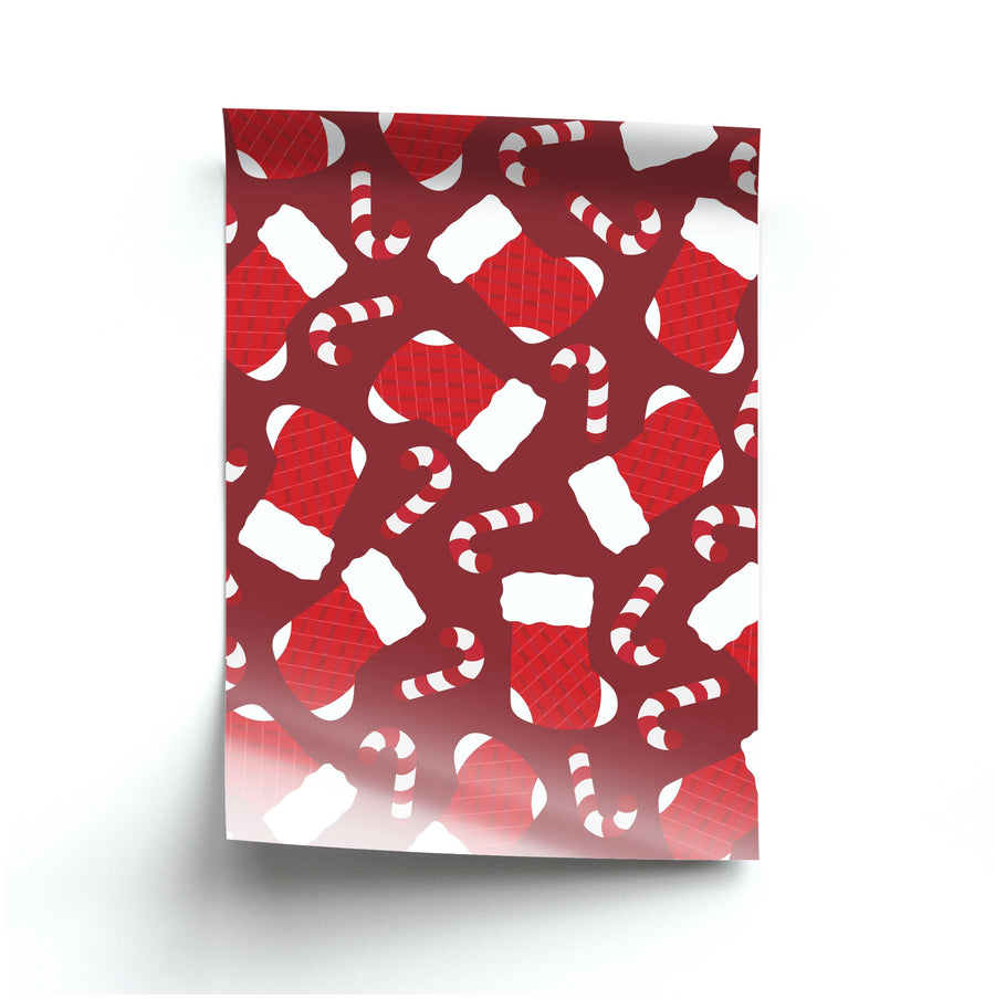 Red Stocking Pattern Poster