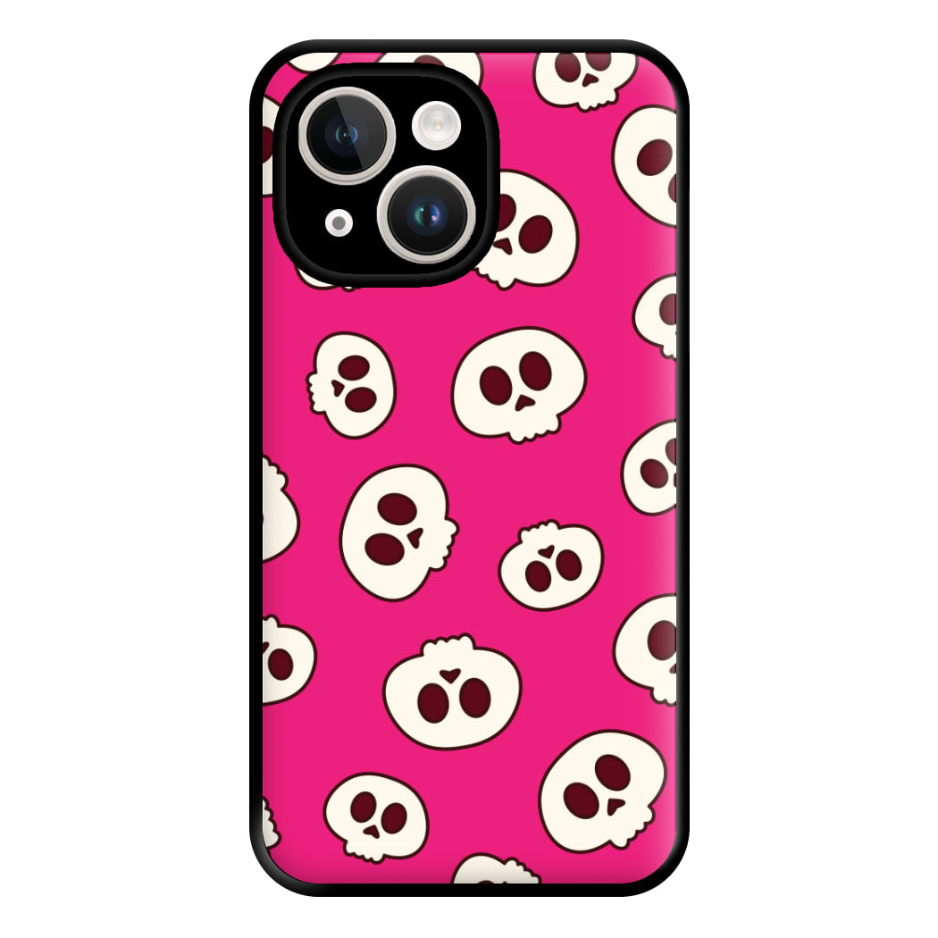 Pink Skulls Pattern iPhone 15 Plus Case