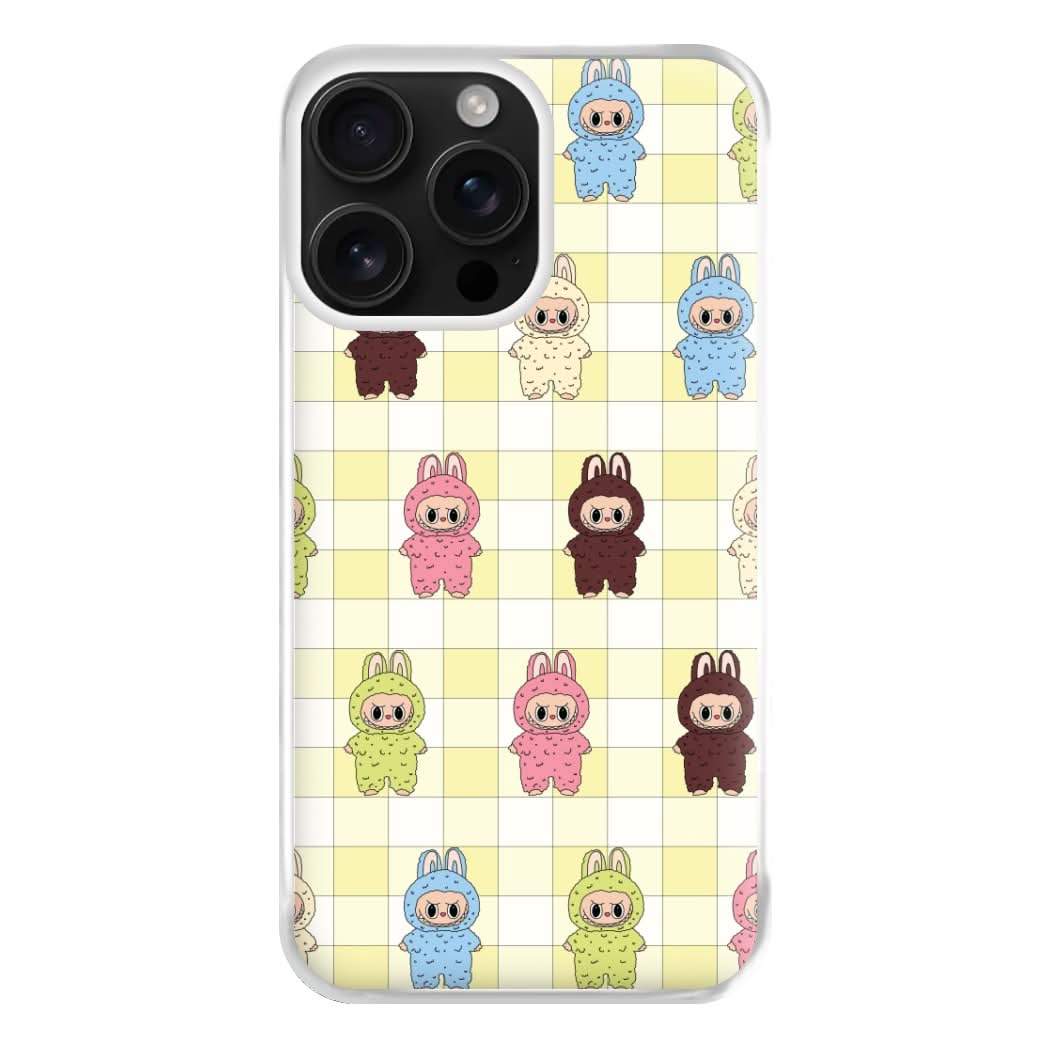 Cute Colourful Monsters Checkered Pattern Phone Case for Apple iPhone, Samsung Galaxy, Huawei and Google Pixel