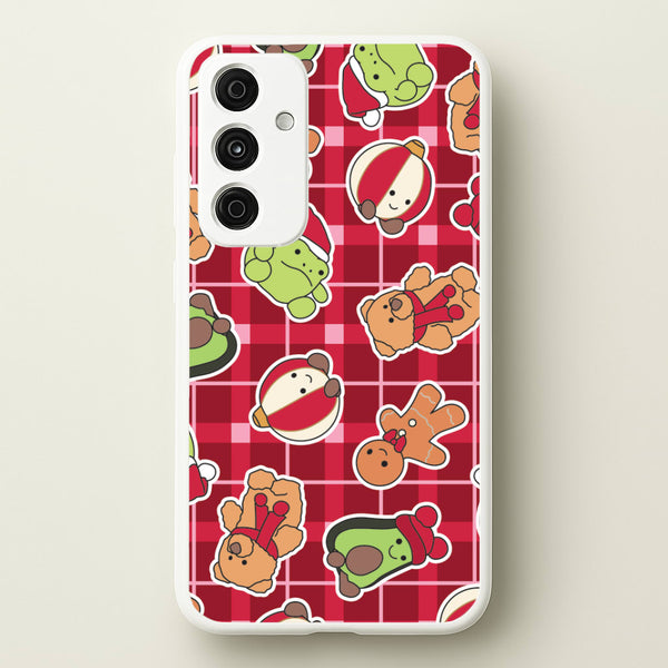 Christmas Plushies Tartan Pattern Galaxy A15 Case