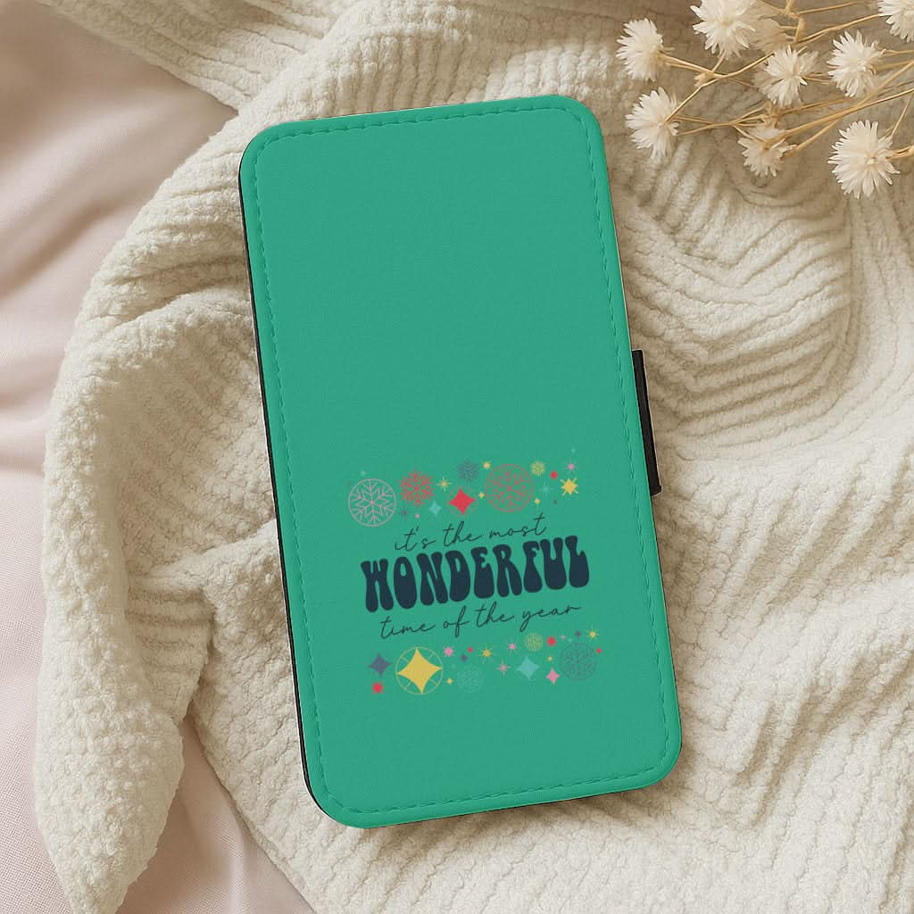 The Most Wonderful Time Of The Year Geometric Leather Phone Case