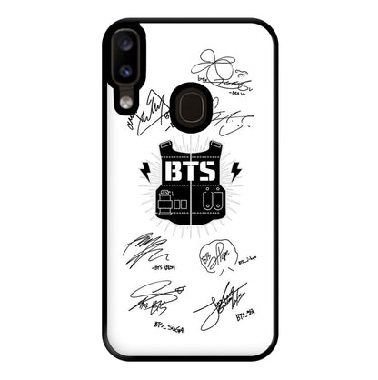 White K-Pop Band Army Logo and Signatures Phone Case