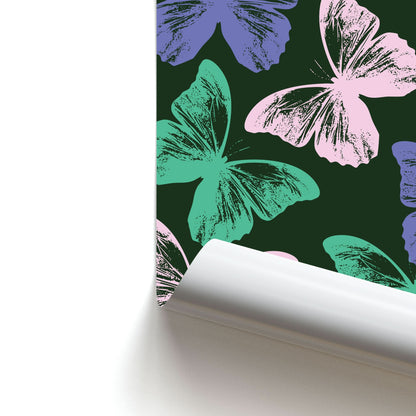 Colourful Butterfly Stamps Pattern Poster