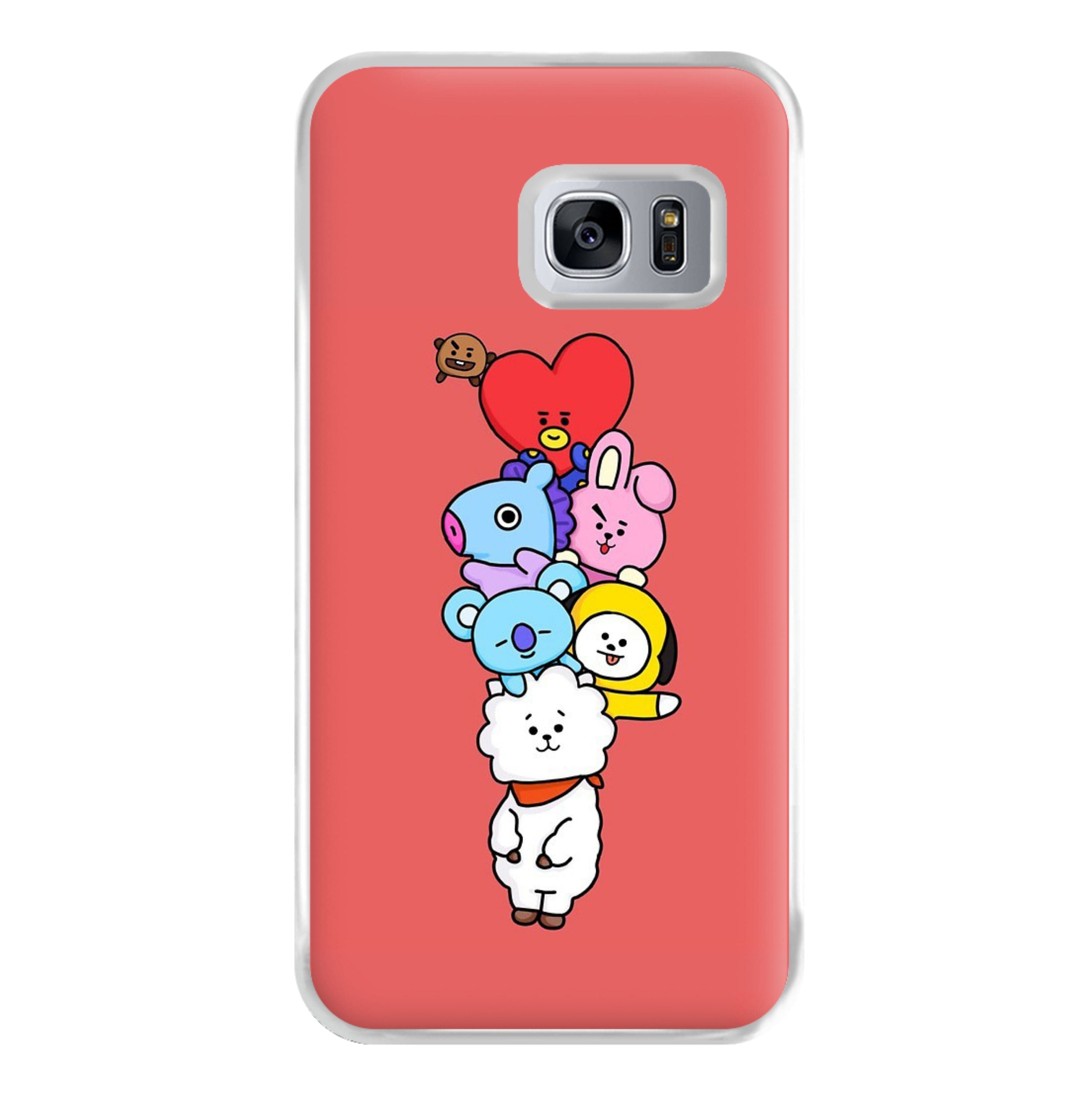 Red BT21 - RJ, Mang, Koya, Chimmy, Cooky, Shooky, Tata - K Pop Phone Case