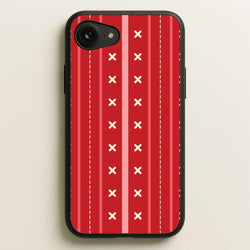 Stripes And Stitches Red Christmas Pattern iPhone 16e Case