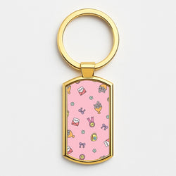 Mum Doodles Pattern Gold Keyring