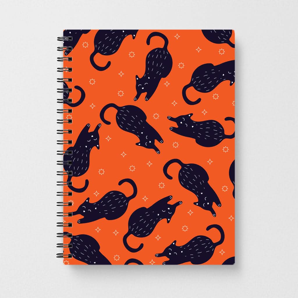 Black Cats And Stars Pattern Notebook