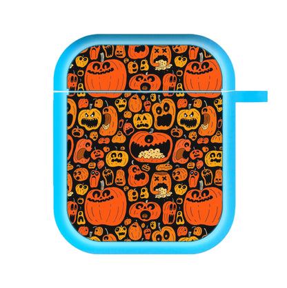 Scary Pumpkin Halloween Pattern AirPods Case