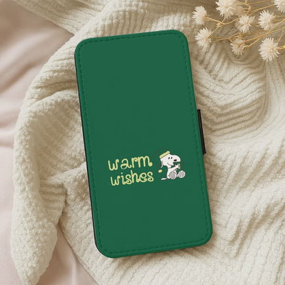 Cartoon Beagle Warm Wishes Leather Phone Case