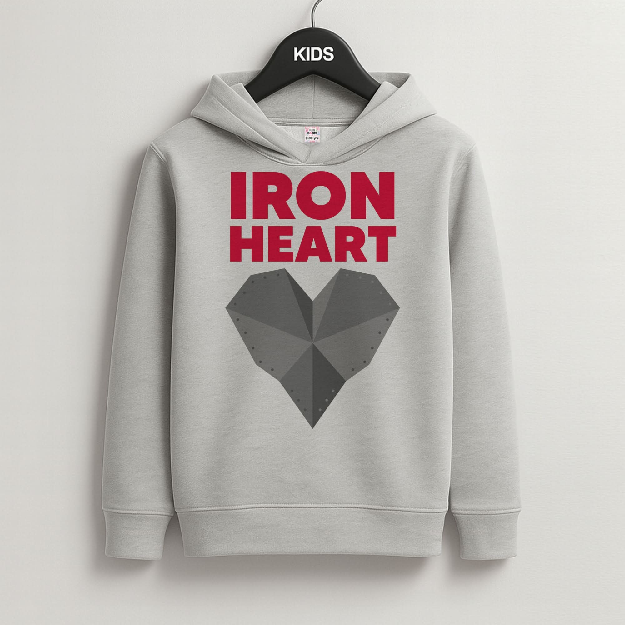 Metal Heart Grey Kids Hoodie