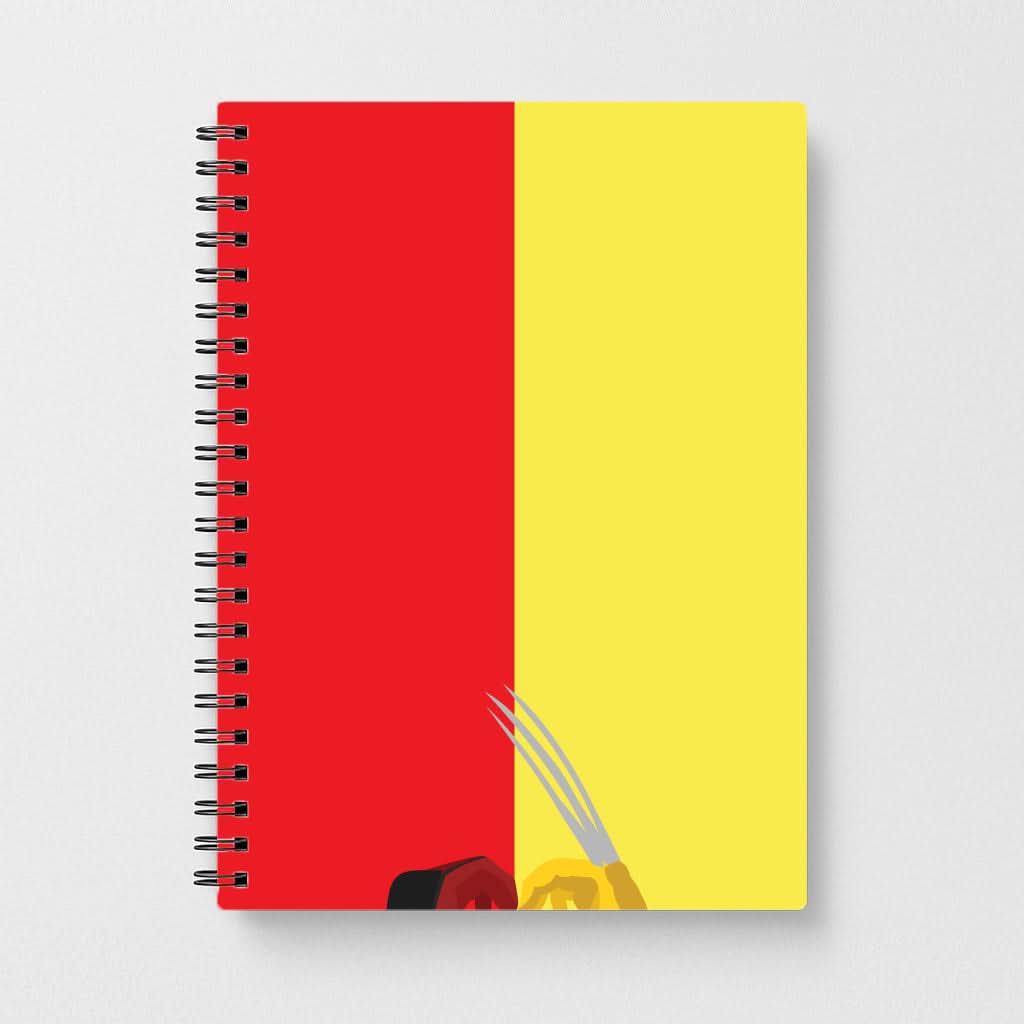 Red And Yellow Heroes Love Heart Notebook
