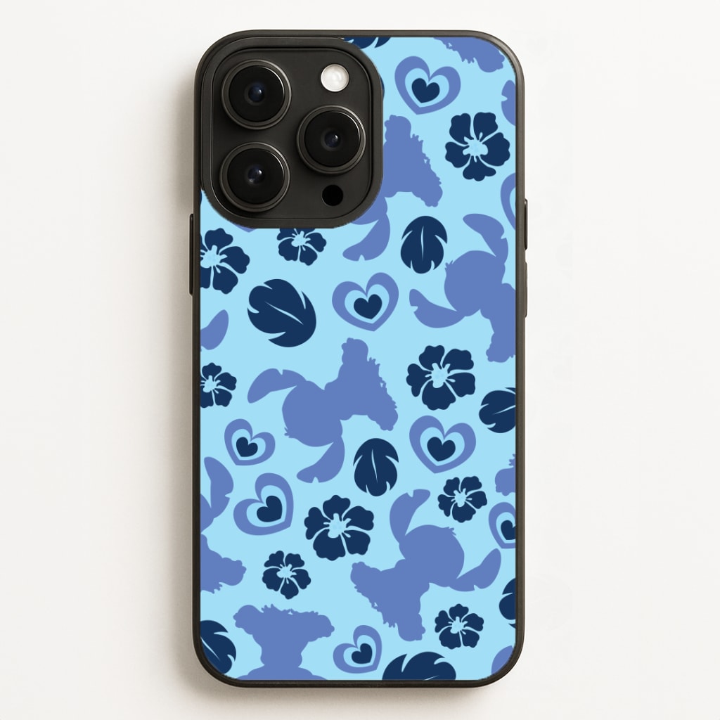 Blue Alien Silhouette Pattern Phone Case for iPhone, Samsung Galaxy and Google Pixel
