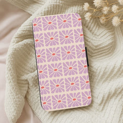 Square Abstract Flowers Mauve Leather Phone Case
