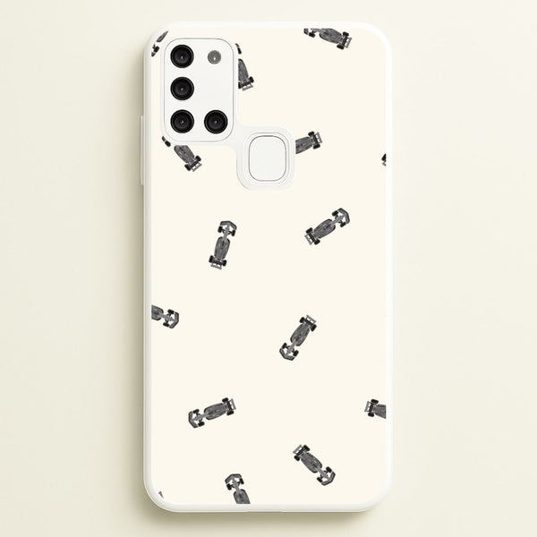 Race Cars Pattern Off White Galaxy A21s Case