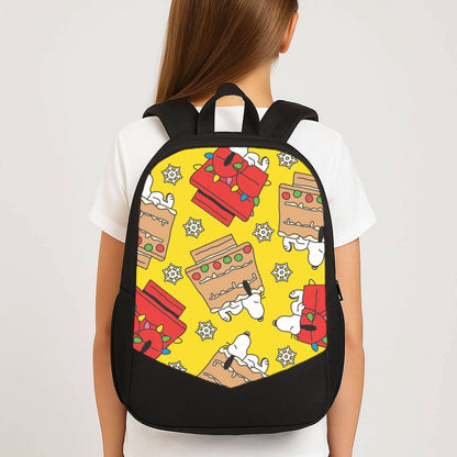 Cartoon Beagle Fairylights And Gingerbead Pattern School Bag