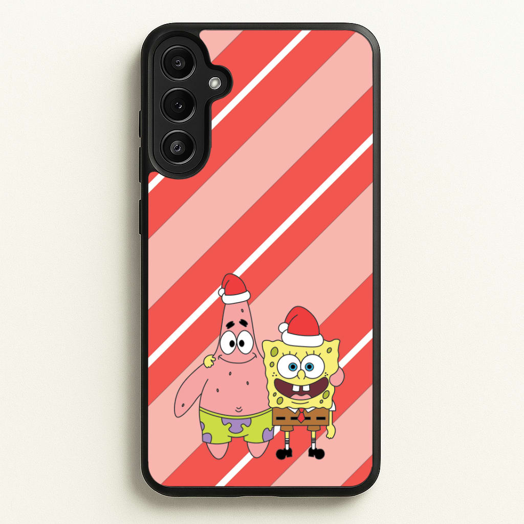 Cartoon Sponge And Starfish Christmas Hats Galaxy A34 Case