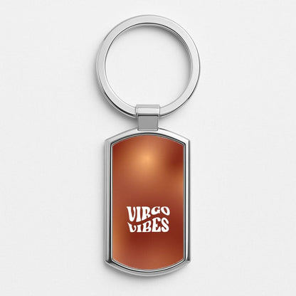 Virgo Vibes Gradient Zodiac Silver Metal Keyring