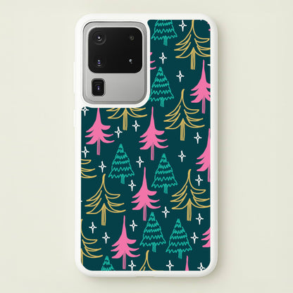 Colourful Sketched Christmas Trees Pattern Galaxy S20 Ultra Case