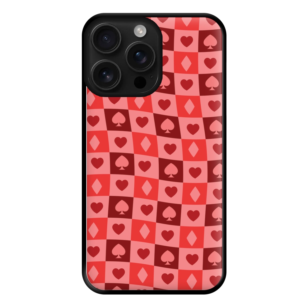 Card Suits Pattern Red iPhone 16 Pro Case
