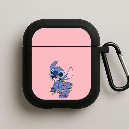 Cute Blue Alien Fairylights Black AirPods Case
