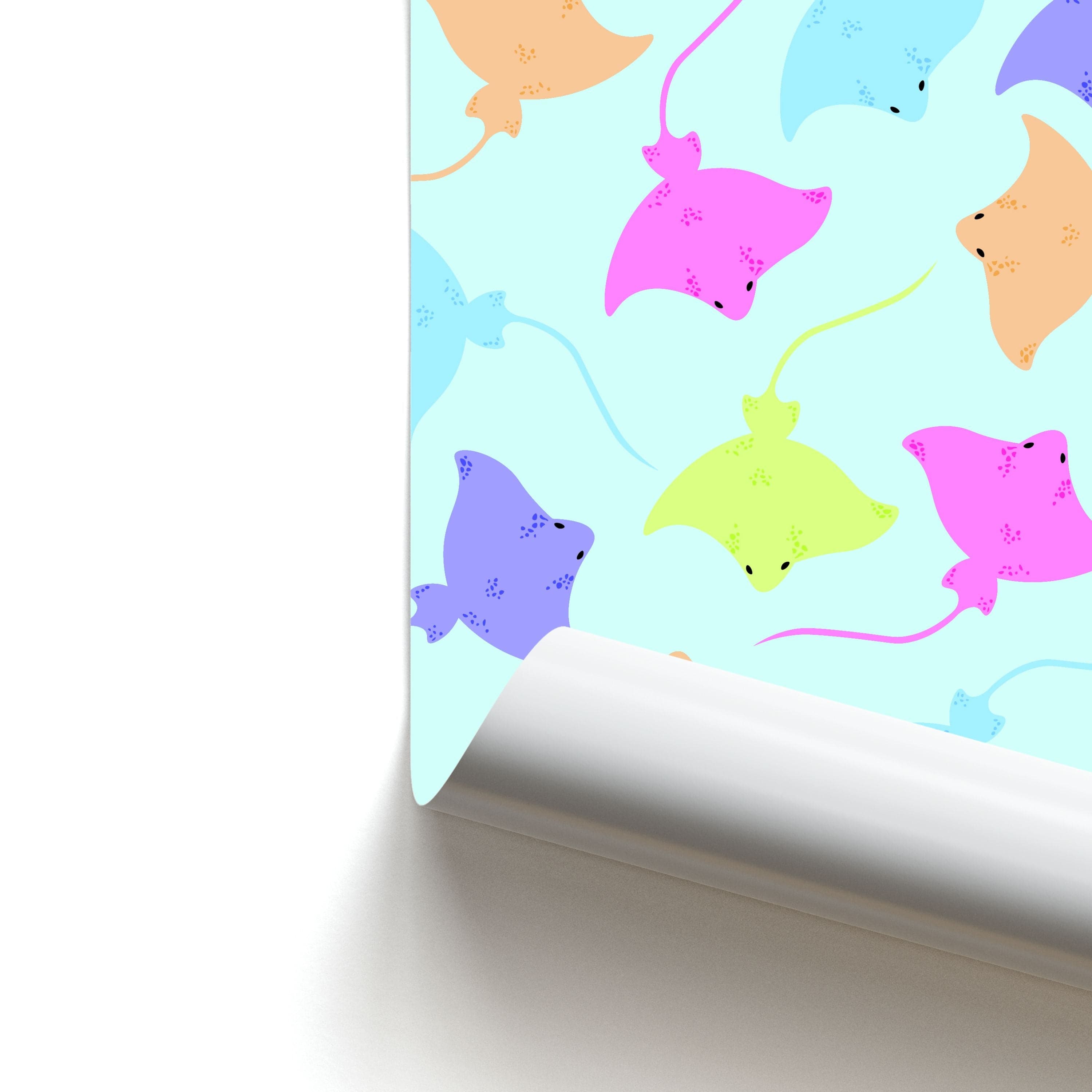 Multi Coloured Sting Ray Pattern - Sealife Poster