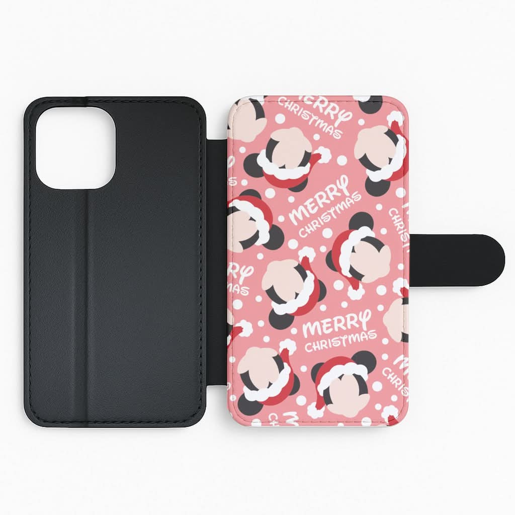 Merry Christmas Cartoon Mouse Pattern Flip Phone Case