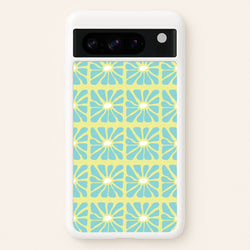 Square Abstract Flowers Blue Google Pixel 8 Pro Case