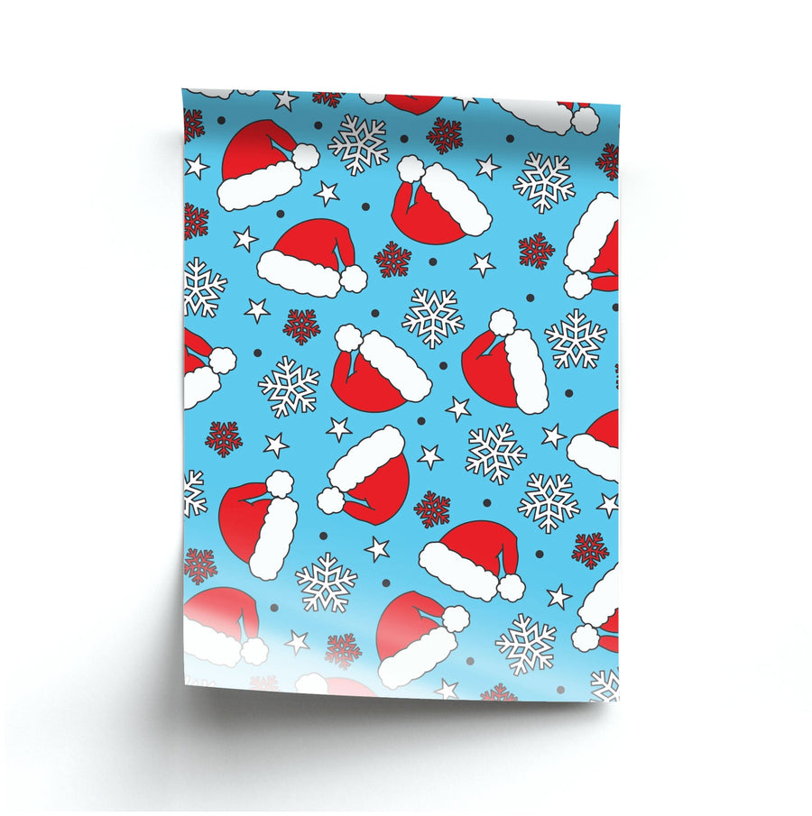 Blue Snow Pattern Poster