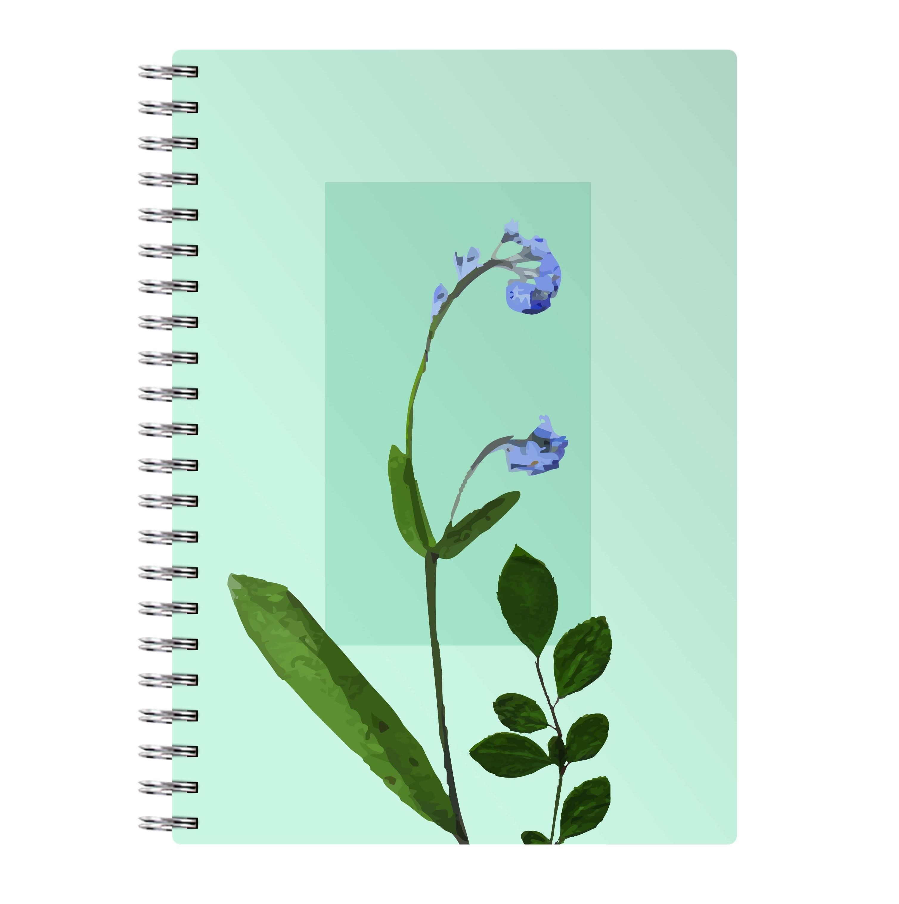 Abstract Blue Pressed Flower Notebook