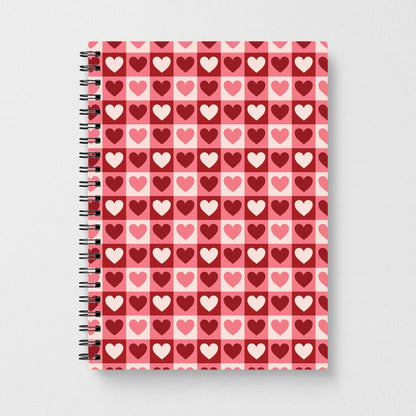 Pink Tartan Love Hearts Pattern Notebook